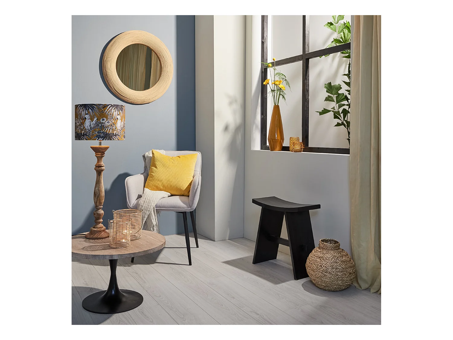 Tabouret NIEKE - 47x24x50cm - Noir