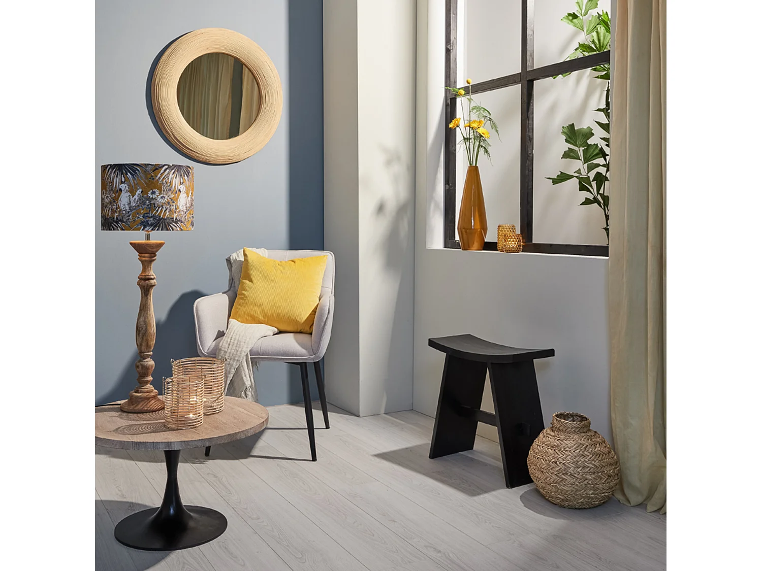 Tabouret NIEKE - 47x24x50cm - Noir