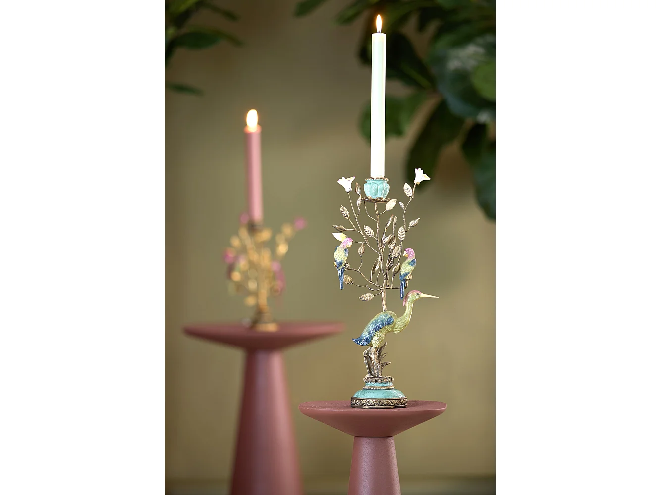 Bougeoir HERON - 22x11x44cm - Jaune