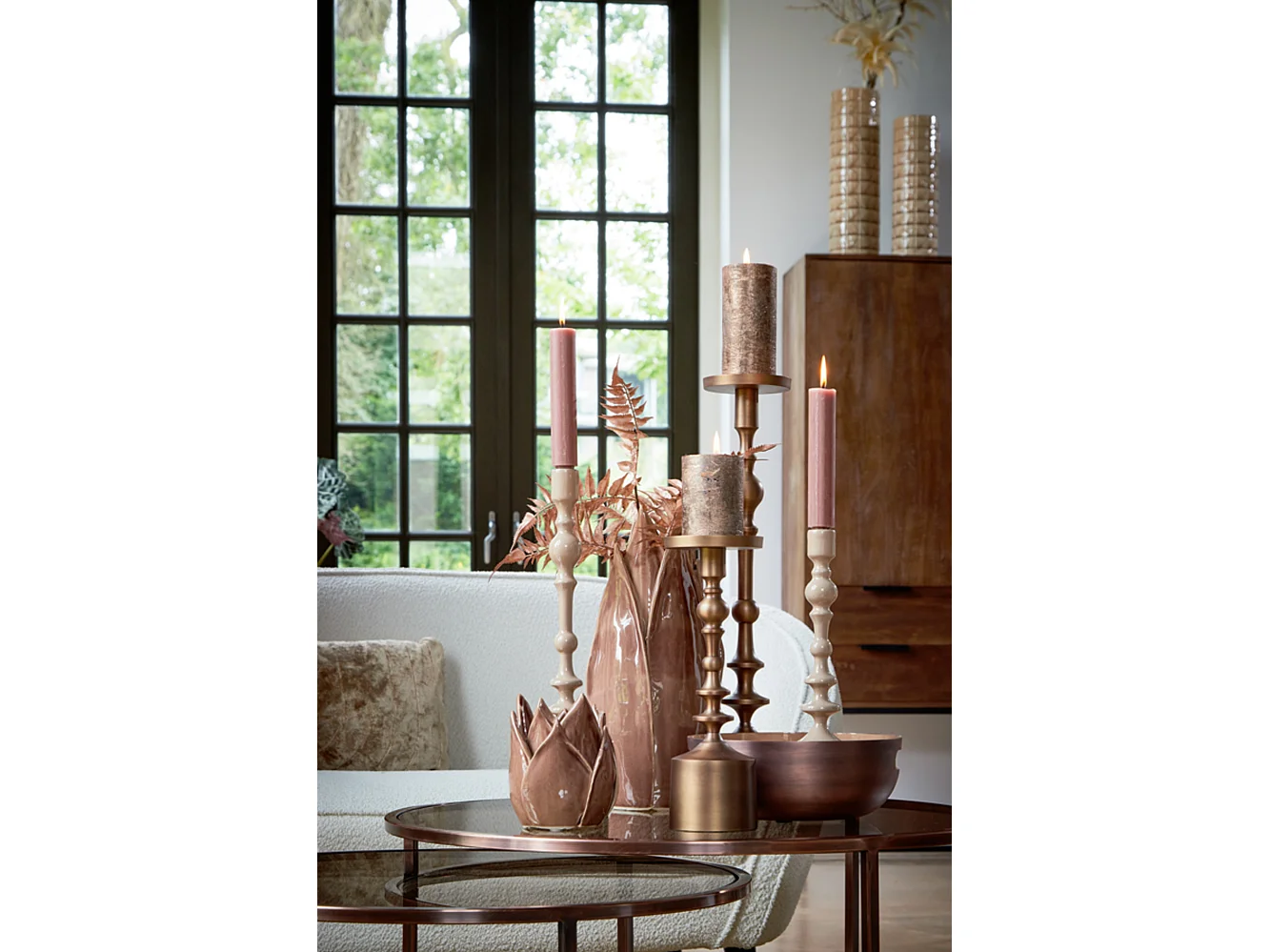 Bougeoir SHEVA - Ø10x42cm - Marron