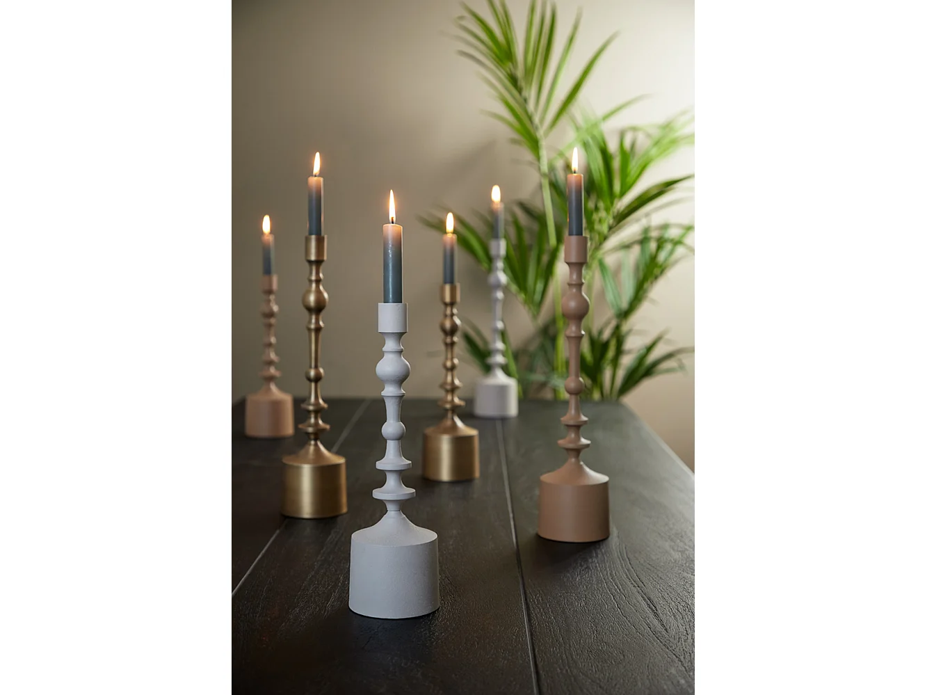 Bougeoir SHEVA - Ø10x34cm - Gris