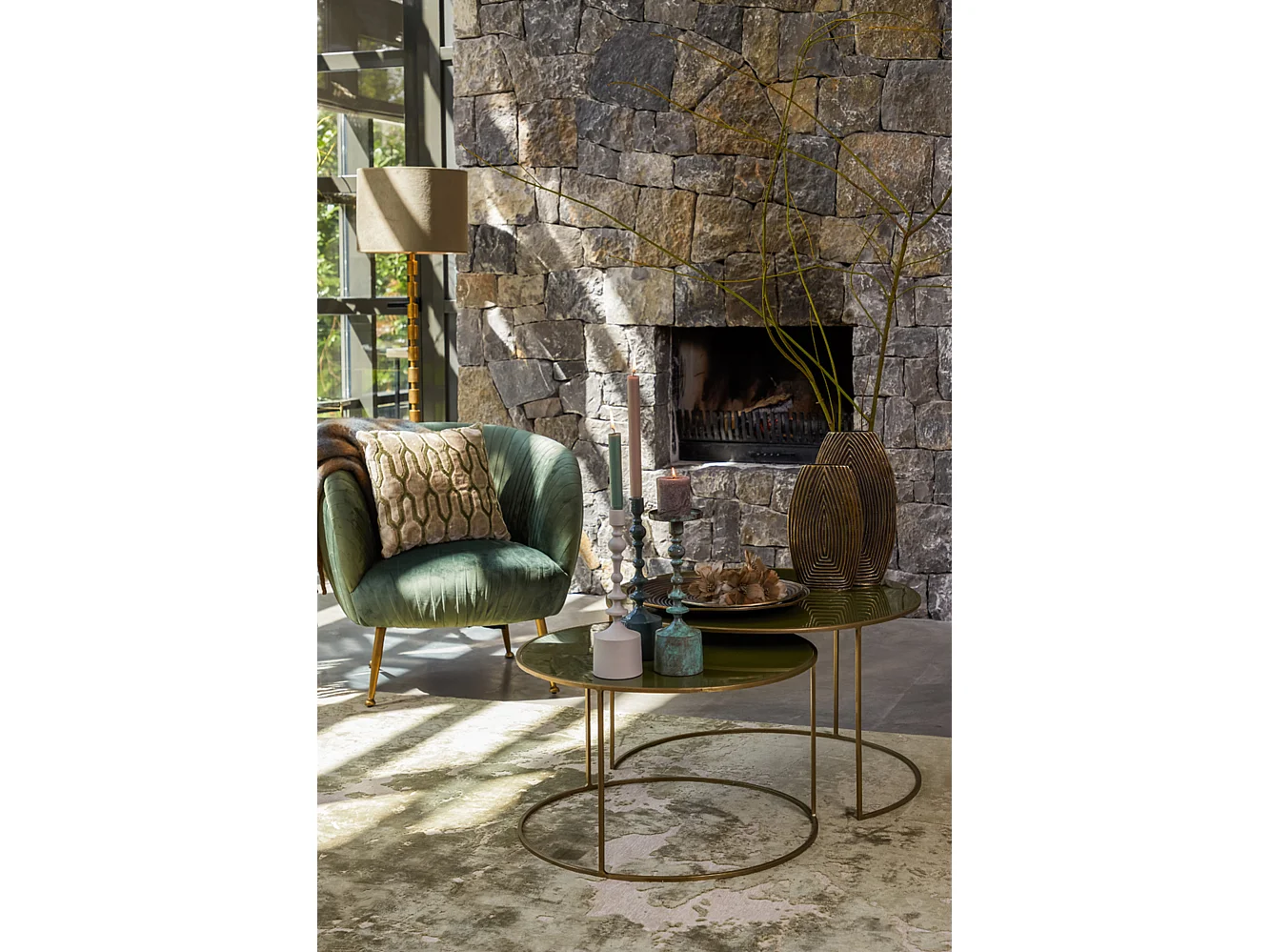 Bougeoir SHEVA - Ø10x34cm - Gris