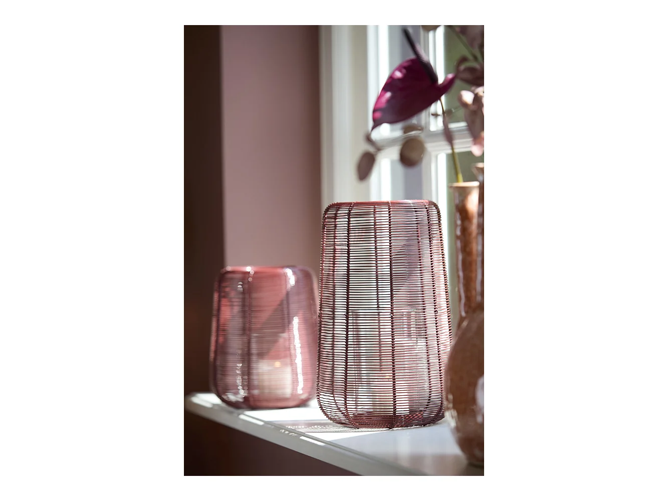 Lanterne ADETA - Ø19,5x30cm - Rouge