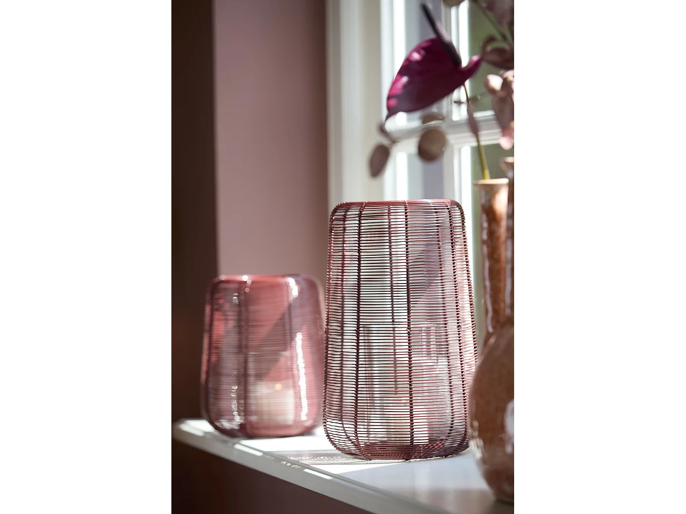 Lanterne ADETA - Ø19,5x30cm - Rouge