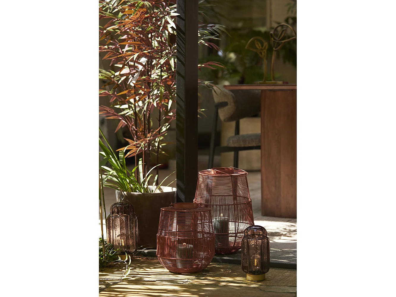 Lanterne SEZELA - Ø28x38cm - Rouge