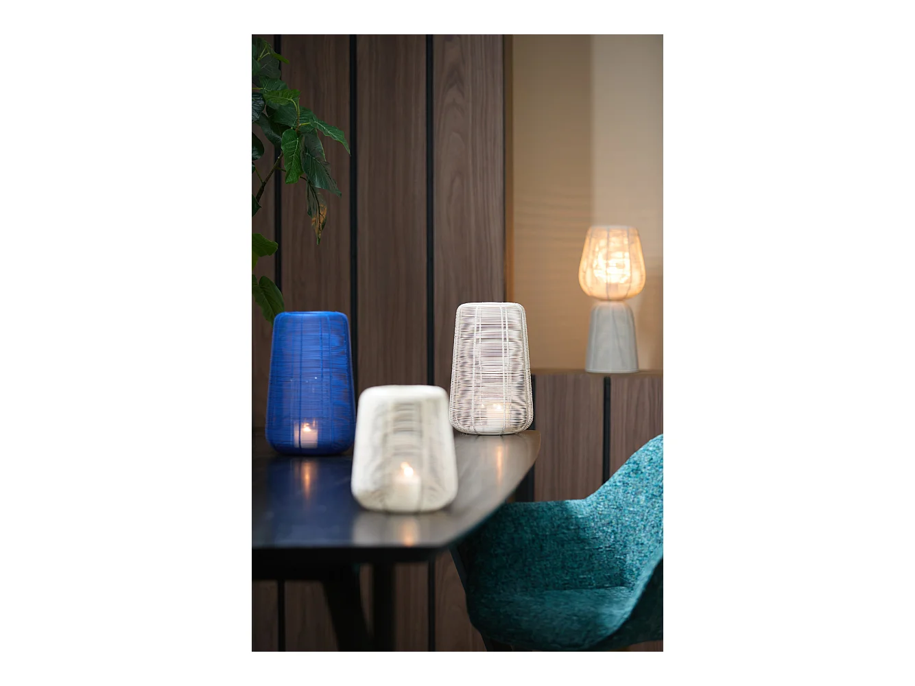 Lanterne ADETA - Ø19,5x30cm - Bleu