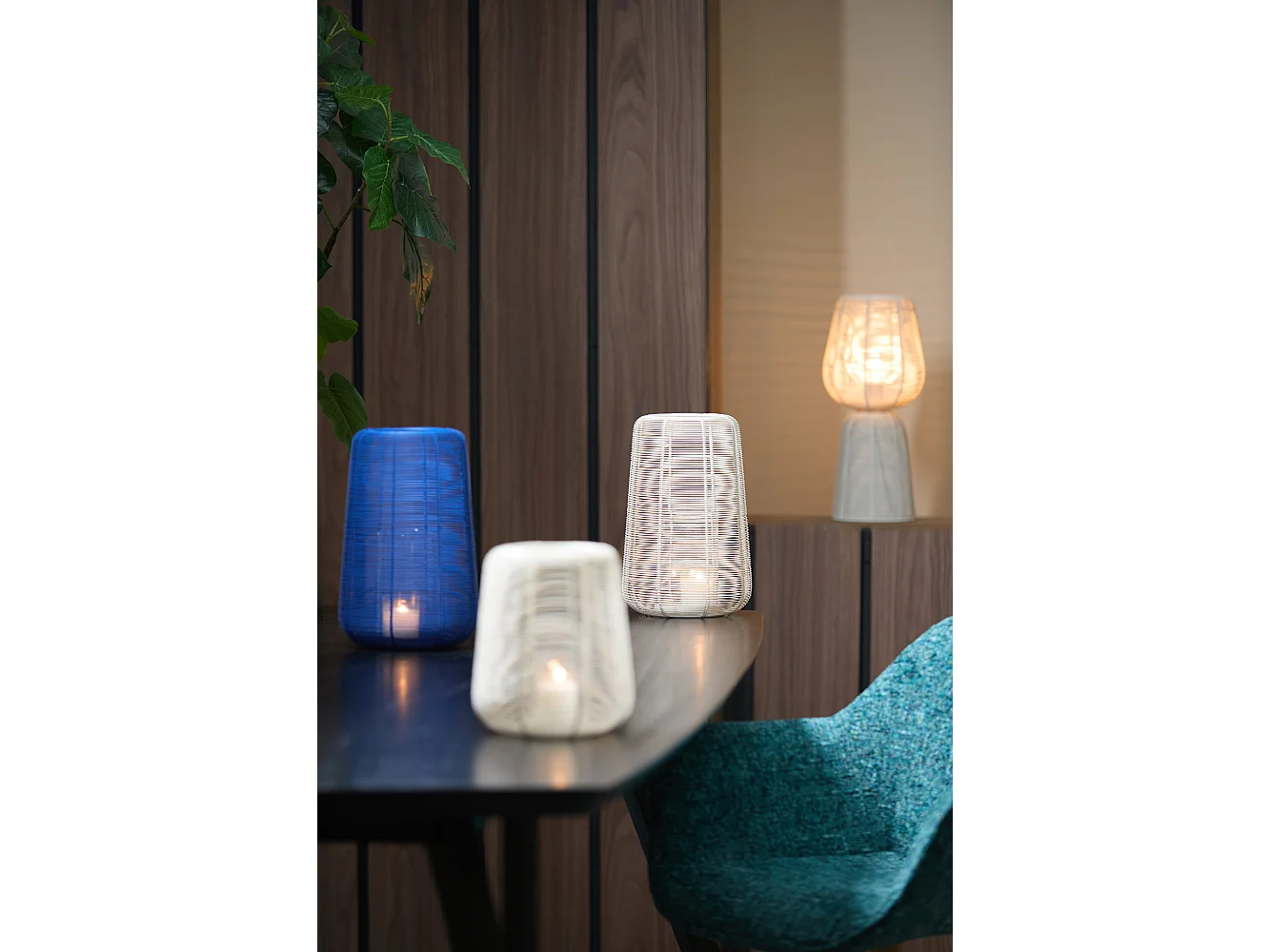 Lanterne ADETA - Ø19,5x30cm - Bleu