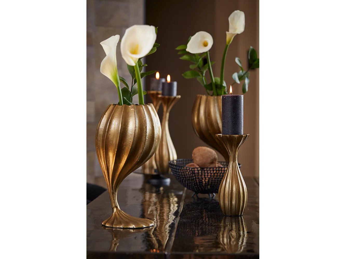 Candelabro NYOKO - Ø11x26cm - Bronce