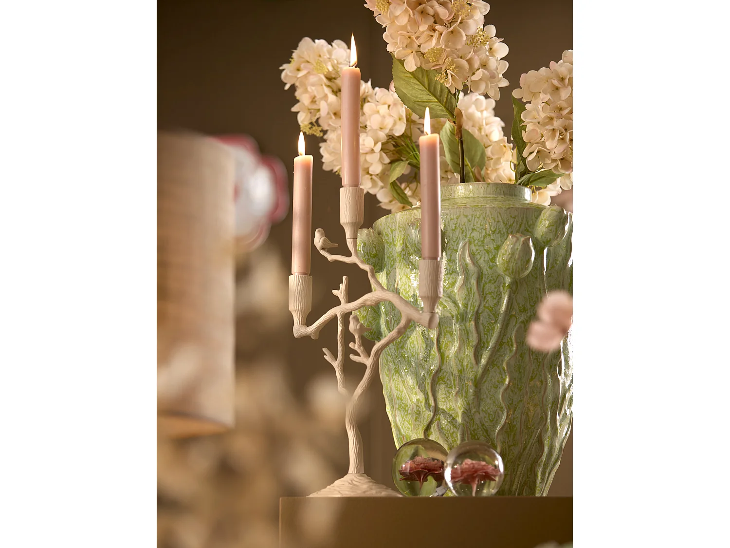 Bougeoir JARDIA - 26x11x42cm - Blanc