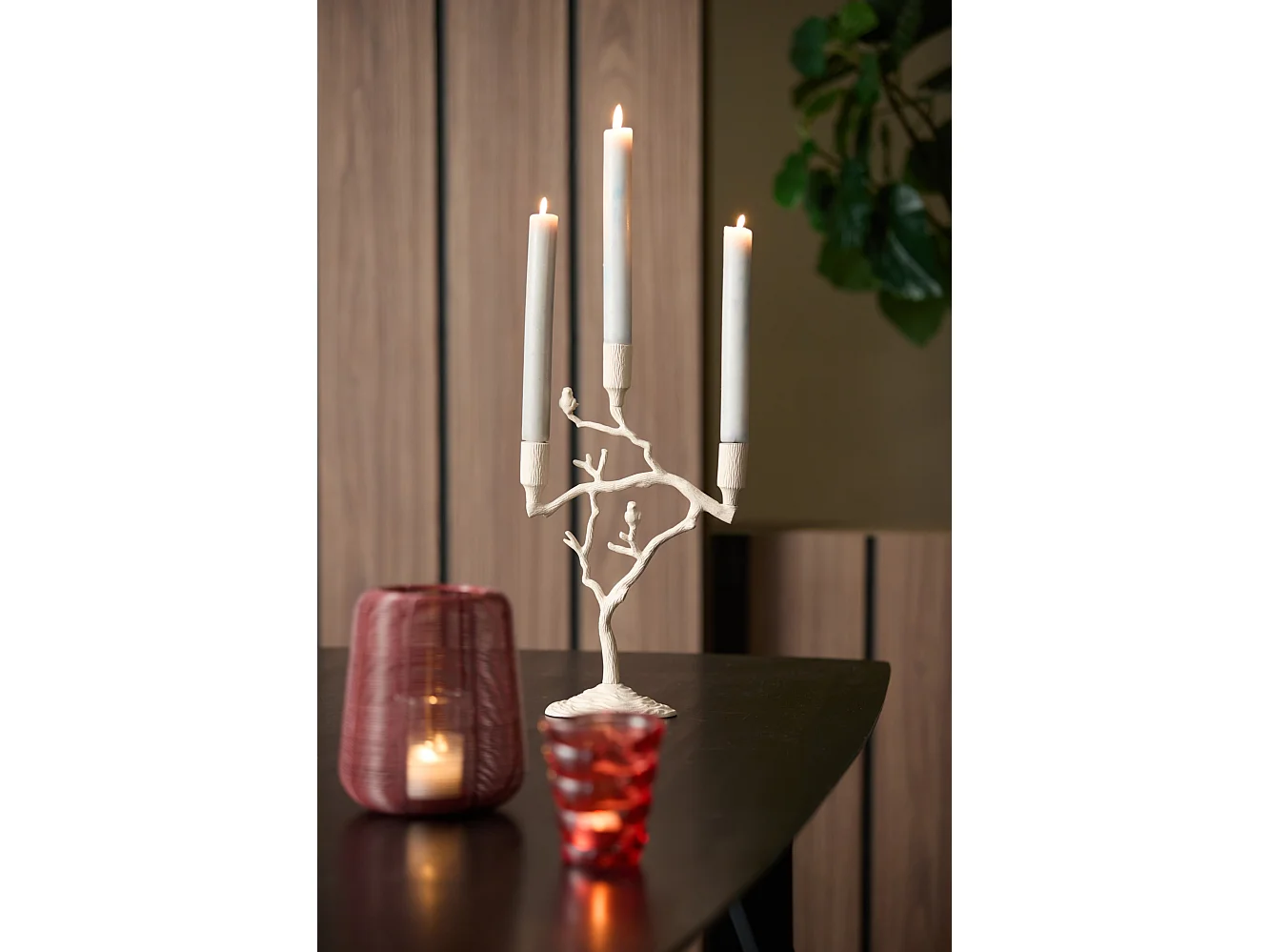 Bougeoir JARDIA - 26x11x42cm - Blanc