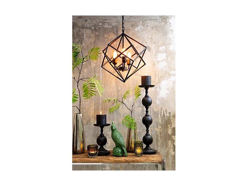 Bougeoir LESANE - Ø17x67cm - Noir