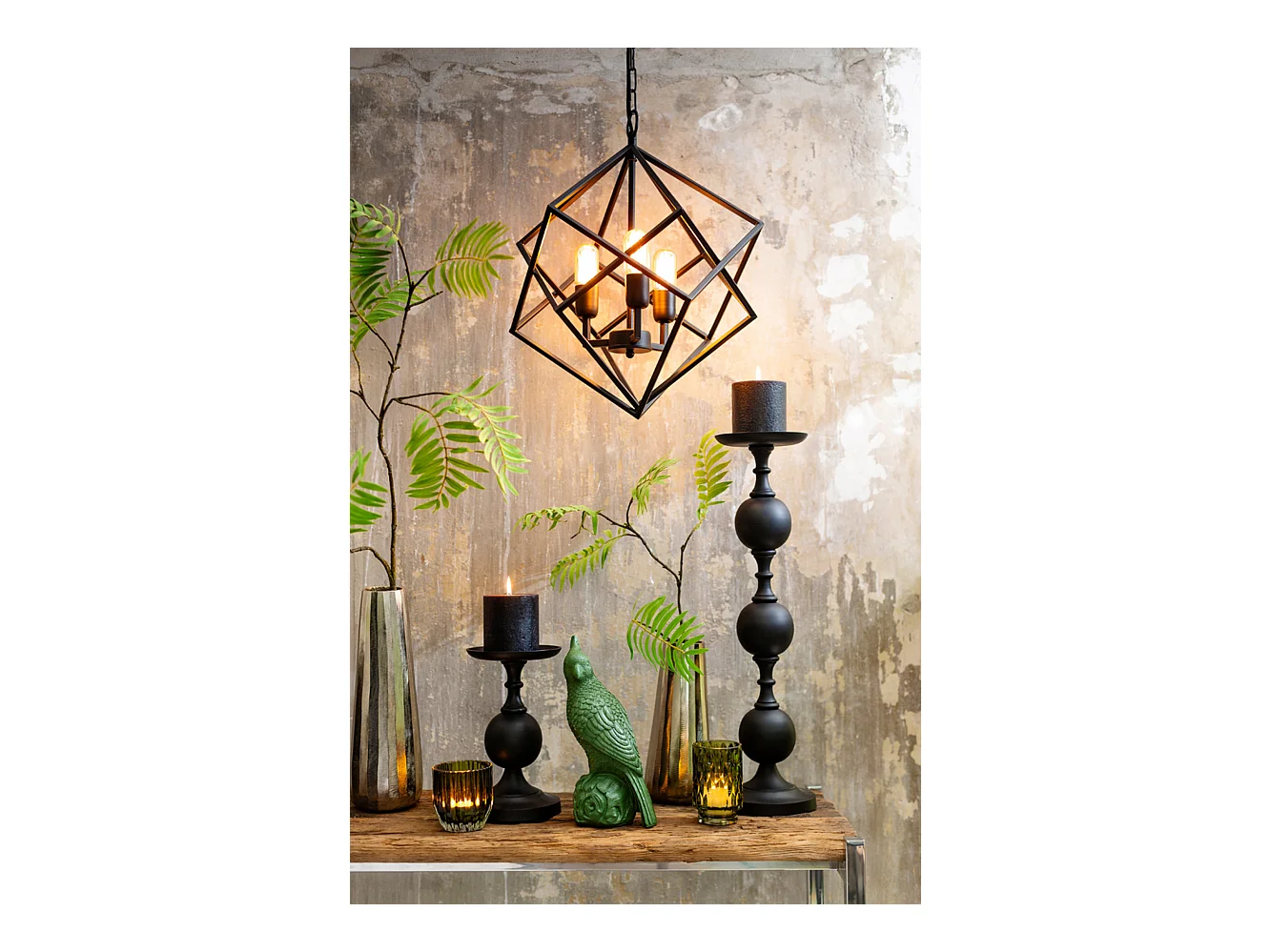 Bougeoir LESANE - Ø17x67cm - Noir