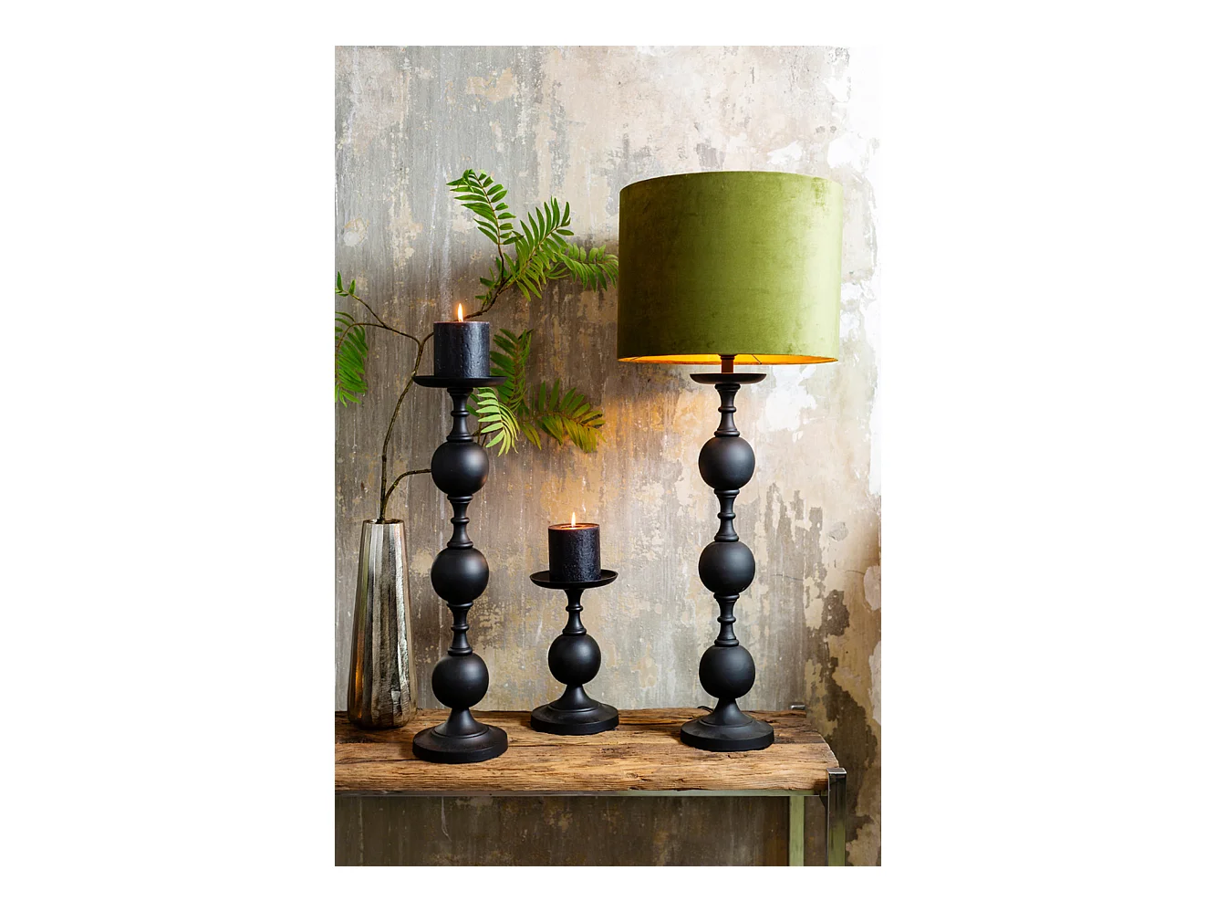 Bougeoir LESANE - Ø17x67cm - Noir