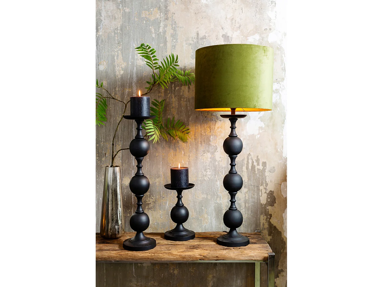 Candelabro LESANE - Ø17x67cm - Negro