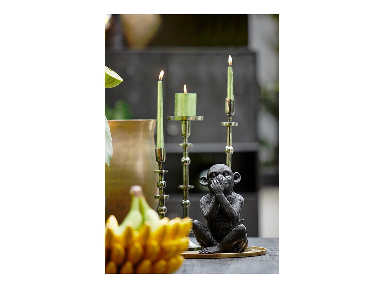 Bougeoir YAIRA - Ø14,5x46cm - Vert