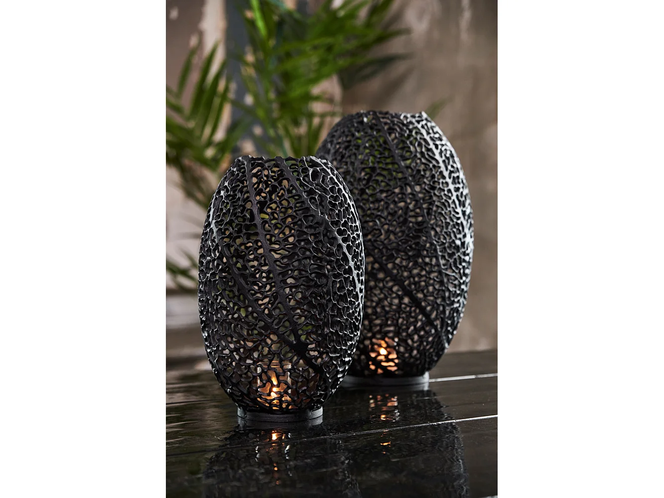 Windlicht SINULA - Ø25.5x38cm - Zwart