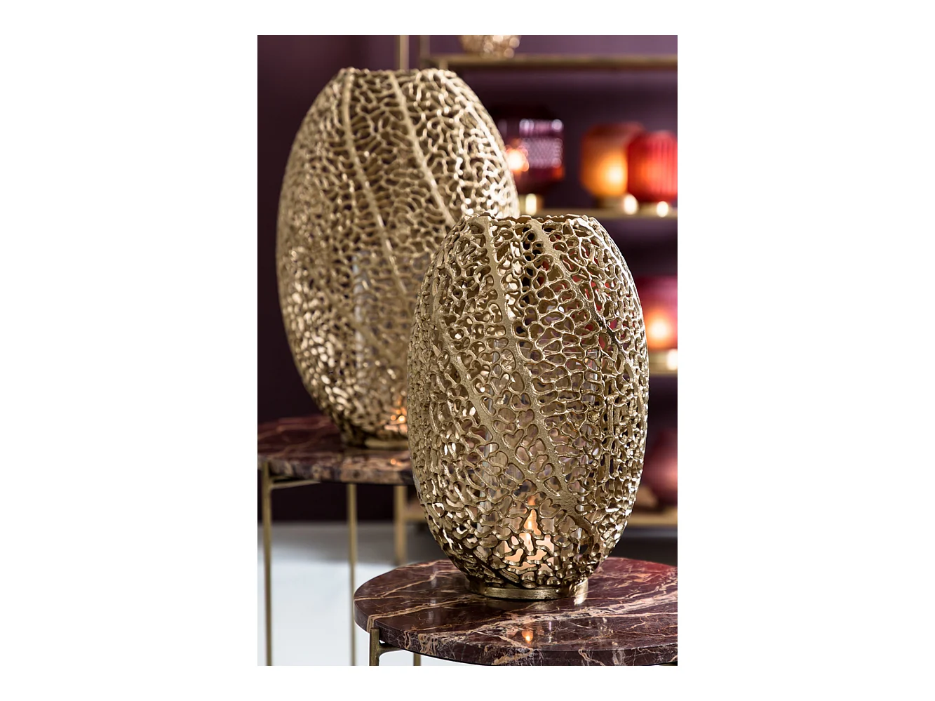 Lampe à vent SINULA - Ø33x51cm - Doré