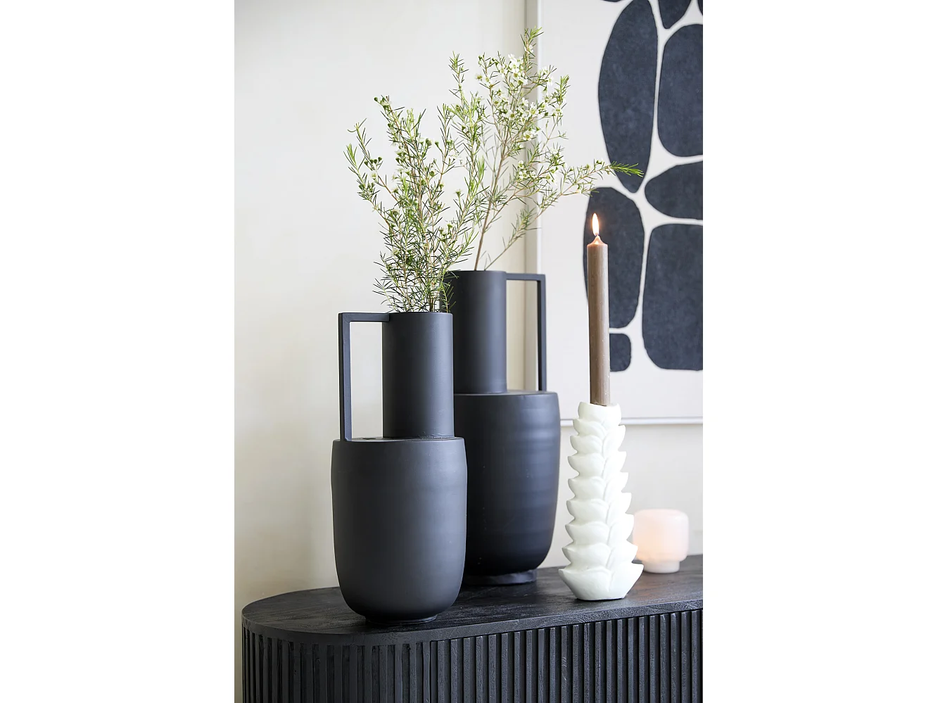 Bougeoir BATALIO - 16x7x30cm - Blanc