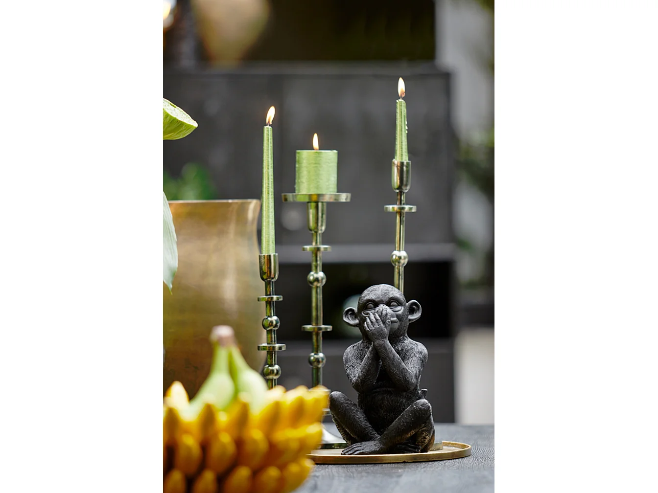 Kerzenständer YAIRA - Ø12x40cm - Grün