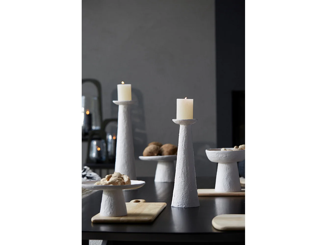 Bougeoir OTA - 12,5x12x37cm - Blanc