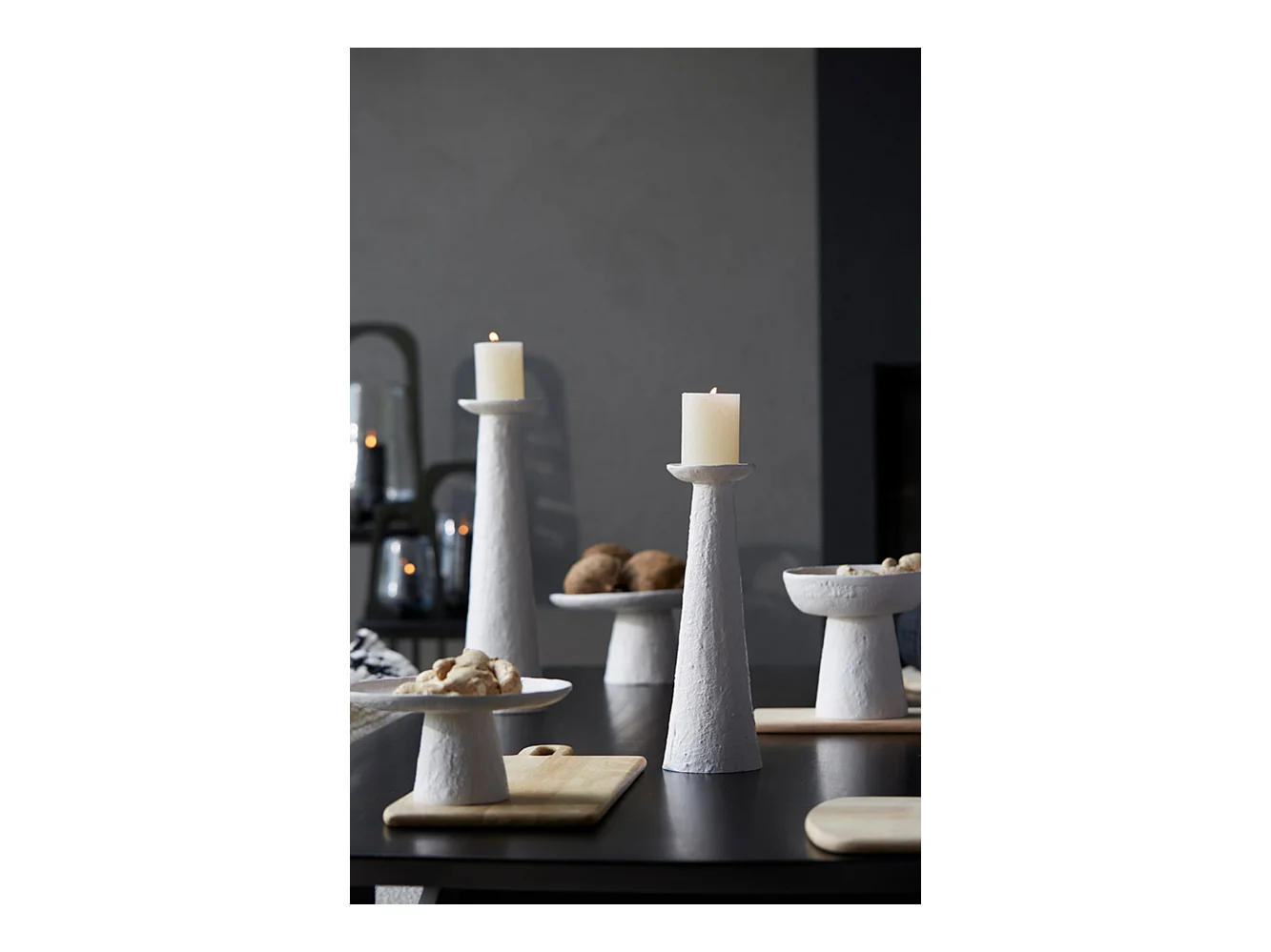 Bougeoir OTA - 12,5x12x37cm - Blanc