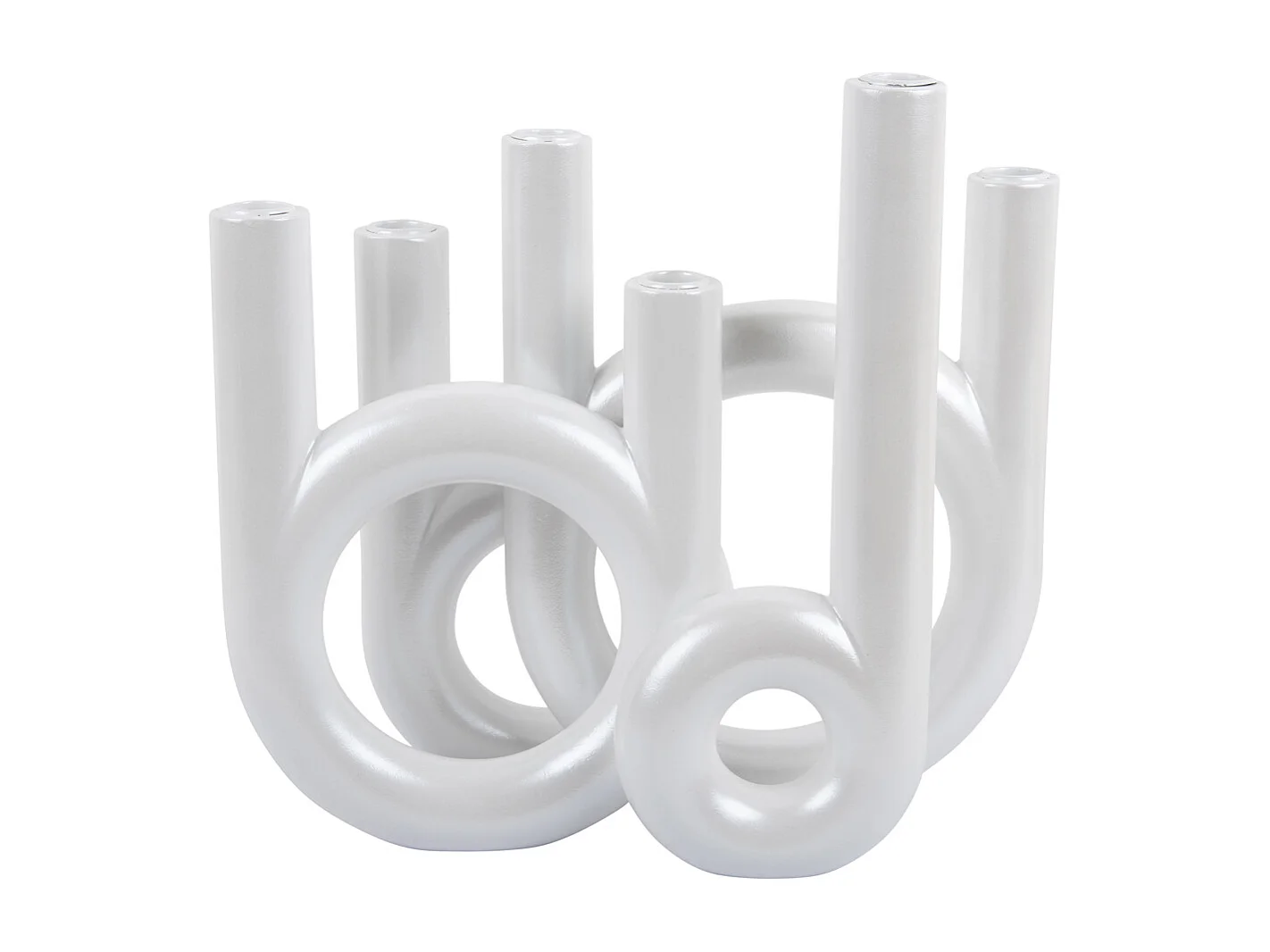 Anillos de candelabro grandes - Blanco metalizado