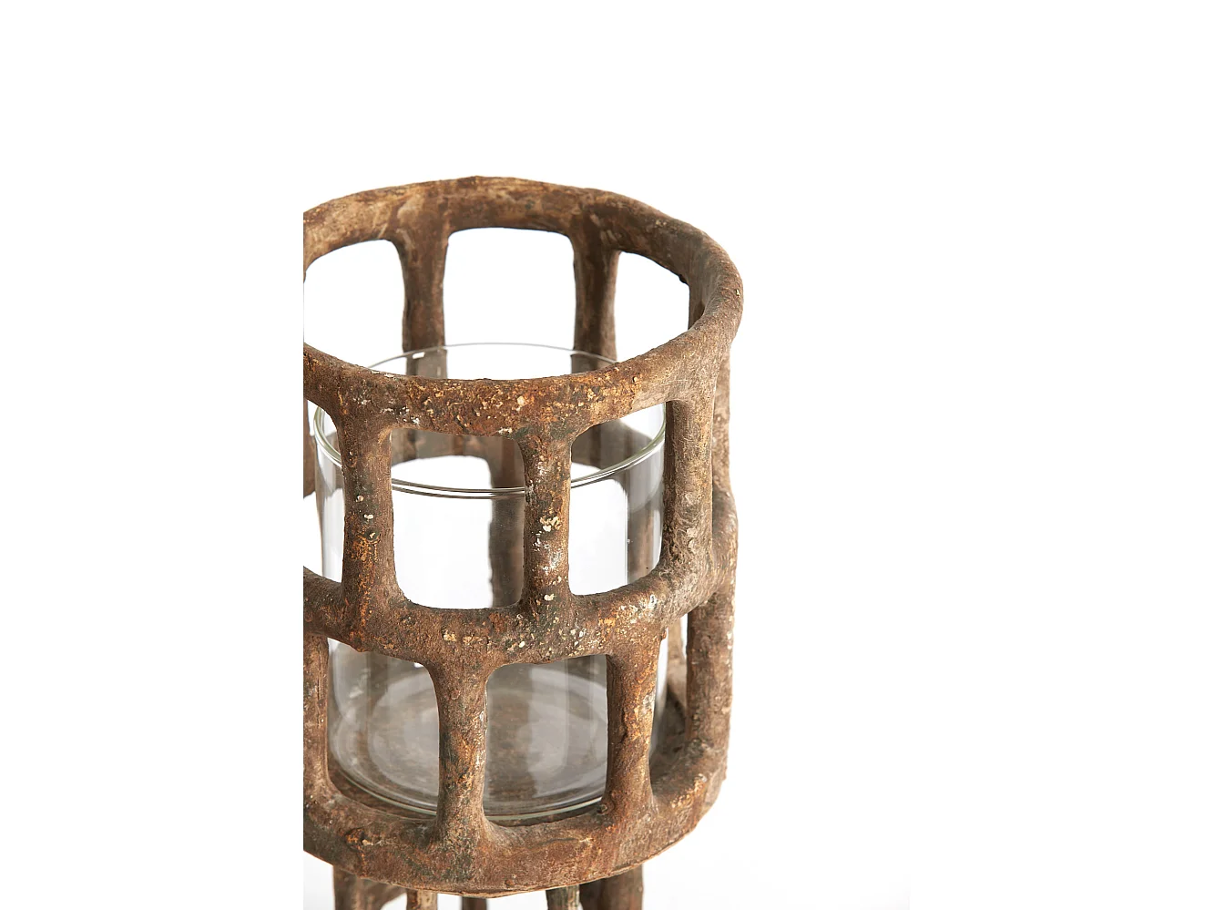 Windlicht ALIMOS - Ø15.5x28.5cm - Bruin