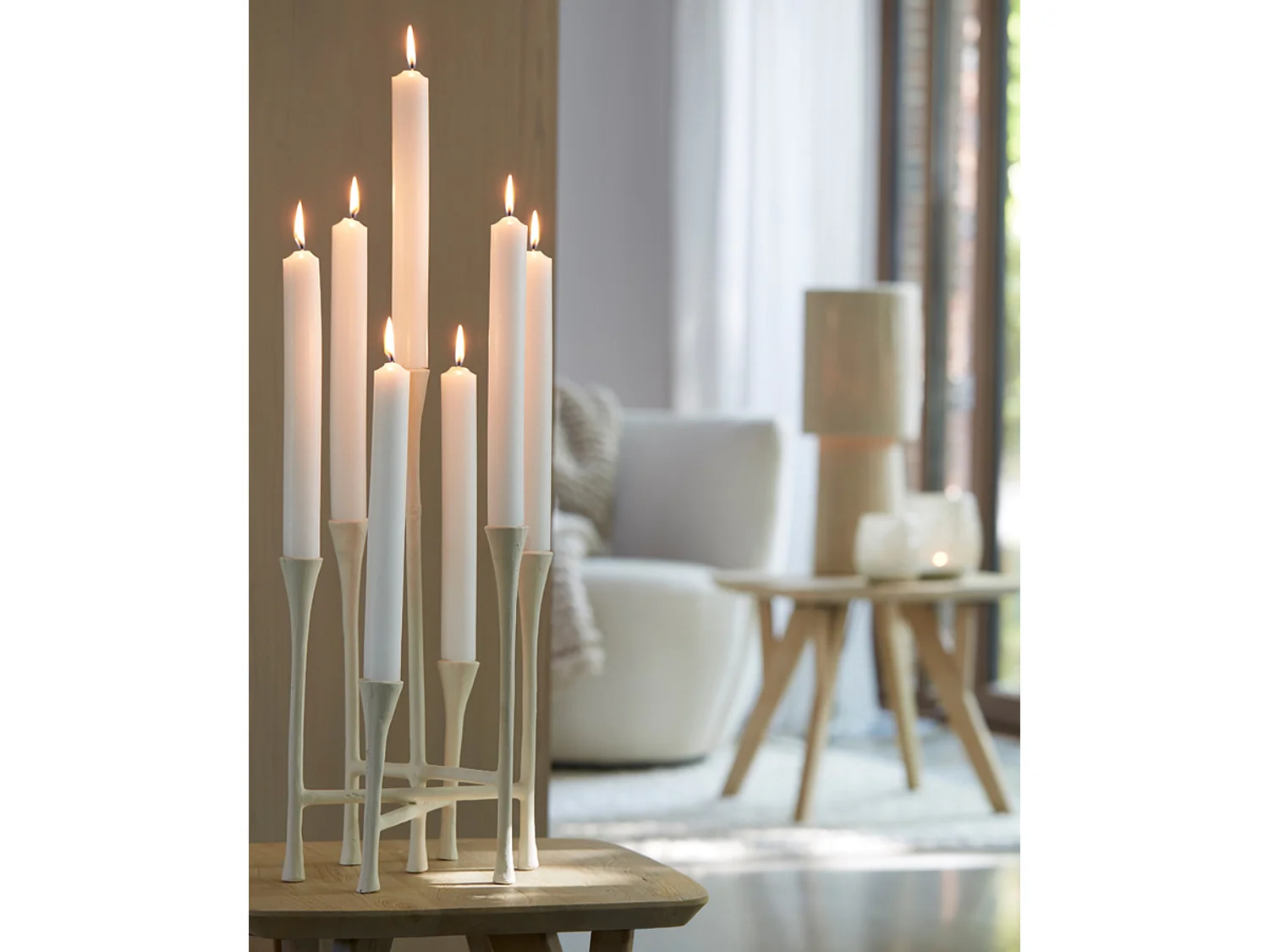 Kandelaar OLIVIER - 26x23x45cm - Wit