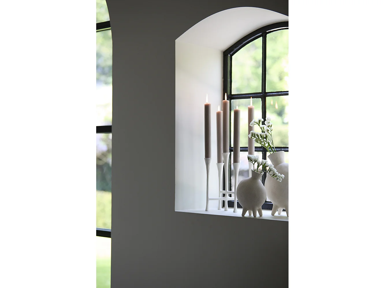 Kerzenständer OLIVIER - 25,5x21,5x28cm - Weiß