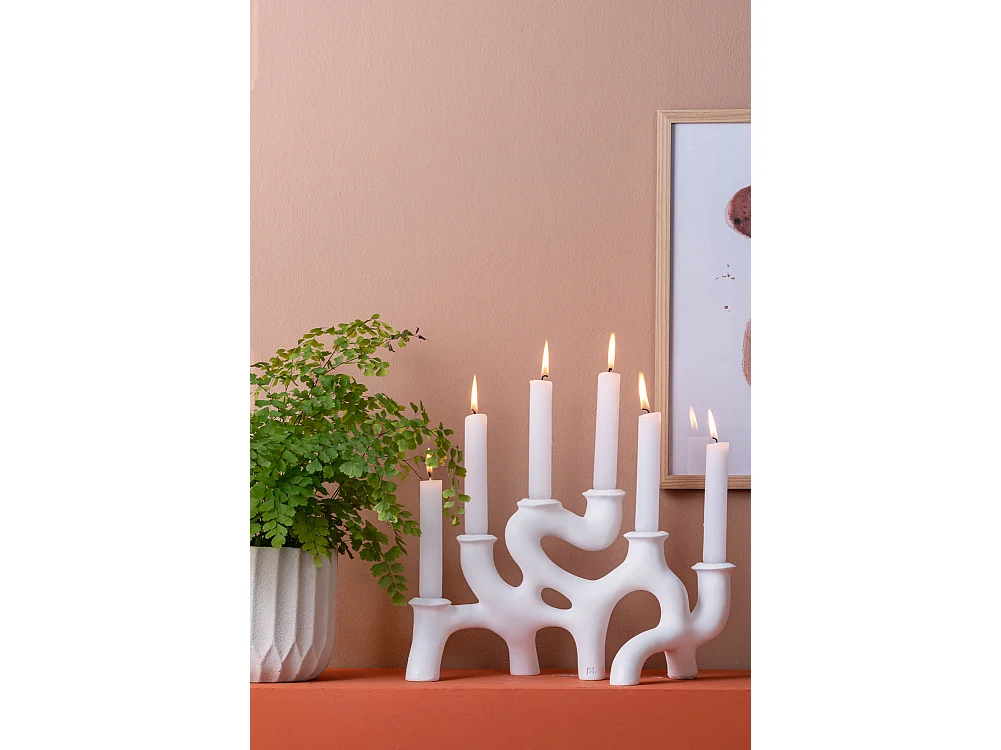 Candelabro grande con espirales - Blanco