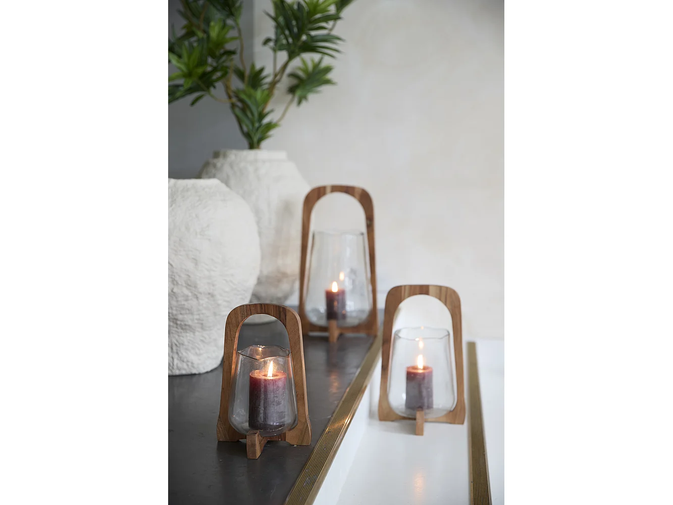 Lanterne ANOSY - Ø26x48cm - Marron