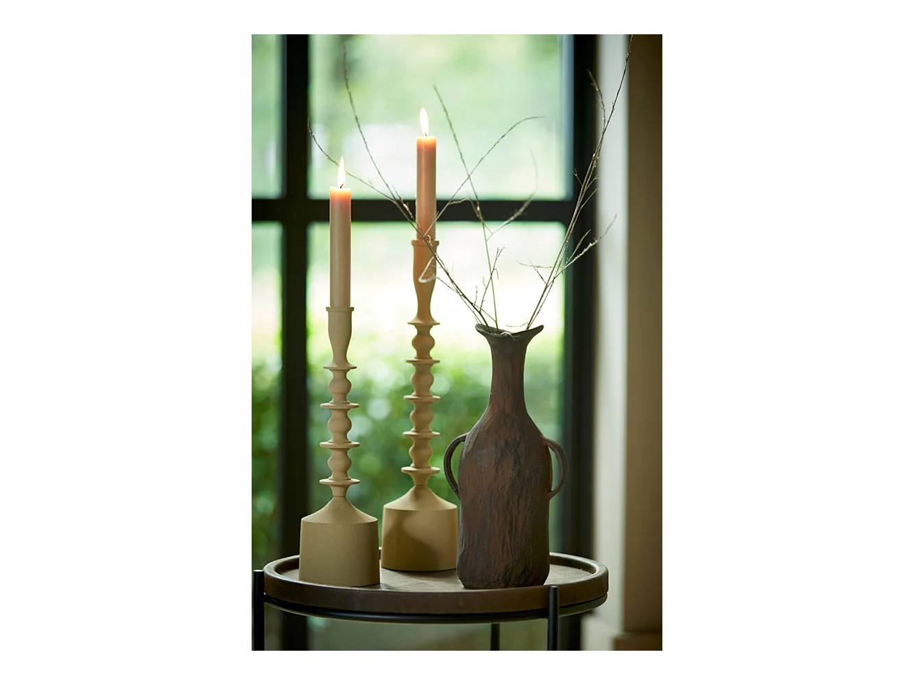 Bougeoir MERAKO - Ø10x34,5cm - Marron