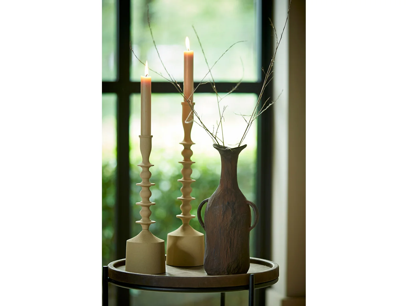 Bougeoir MERAKO - Ø10x34,5cm - Marron