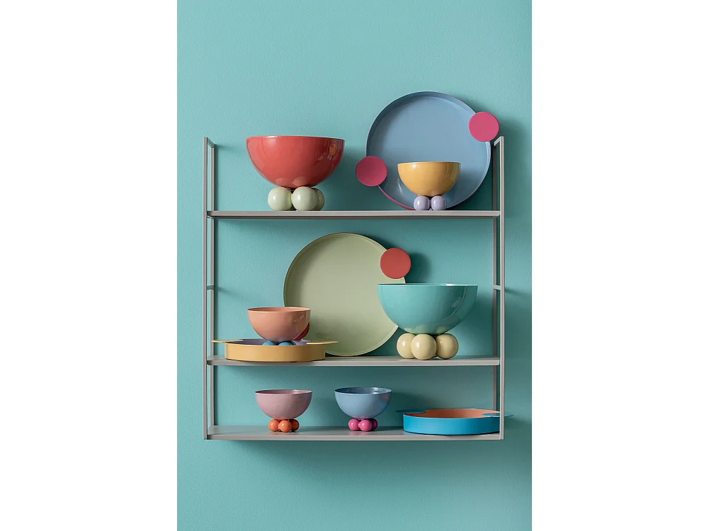 Plateau Double Funky Large - Bleu doux et rose vif