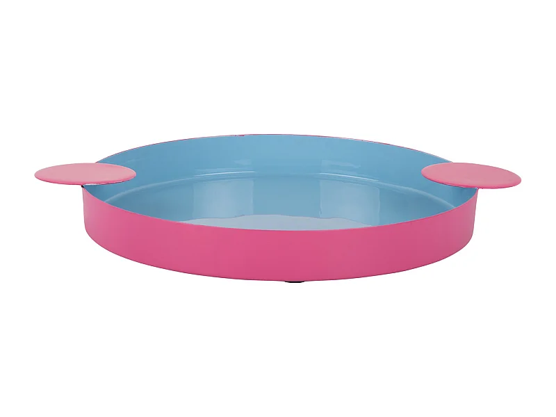 Plateau Double Funky Large - Bleu doux et rose vif