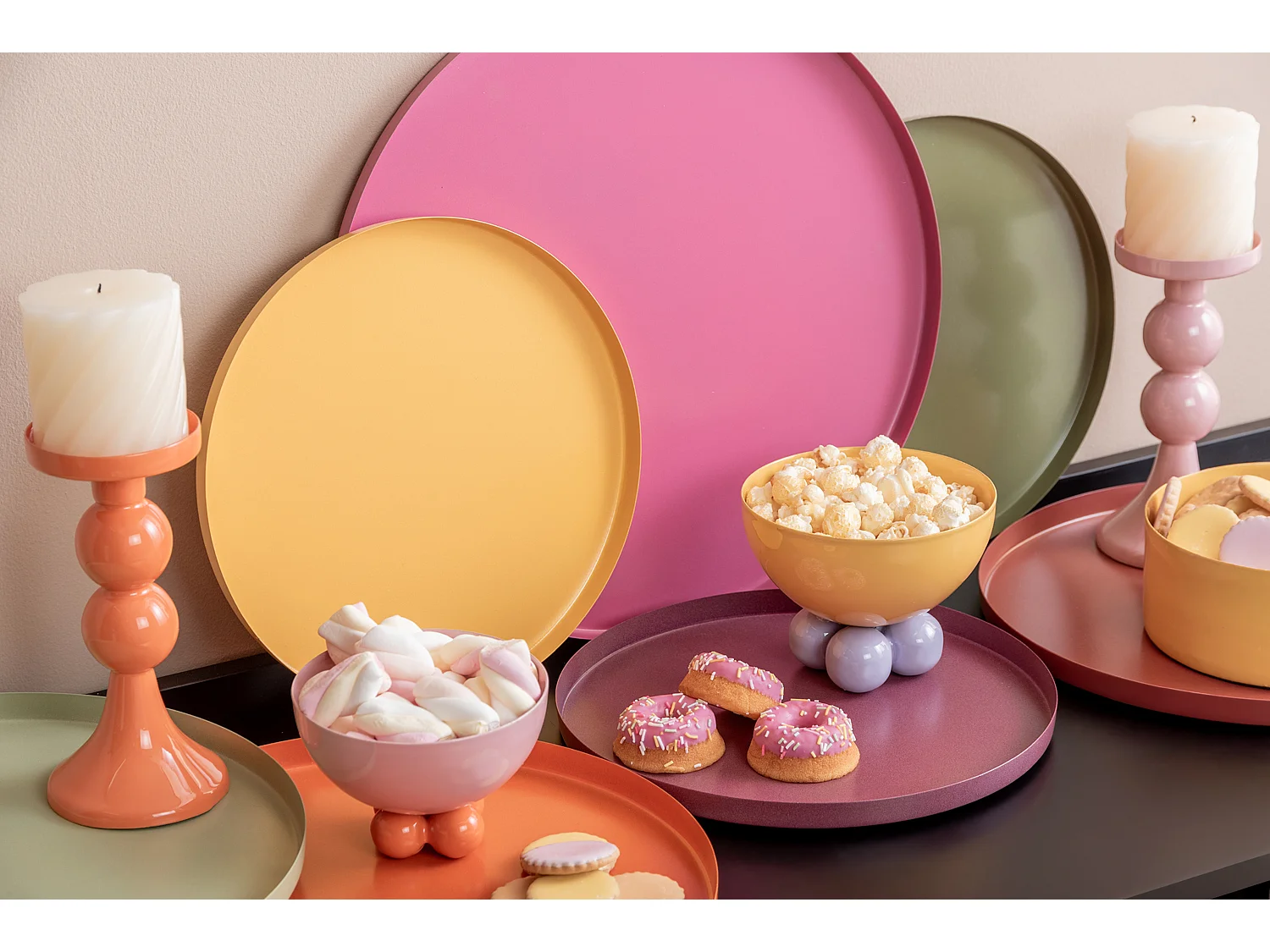 Plateau Servir Rond Petit - Orange Vif