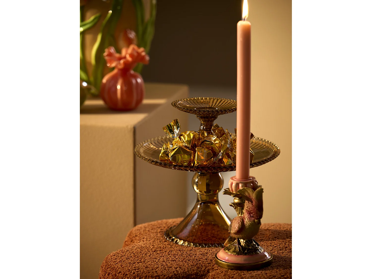 Etagere BURONDA - Ø25x23cm - Marron