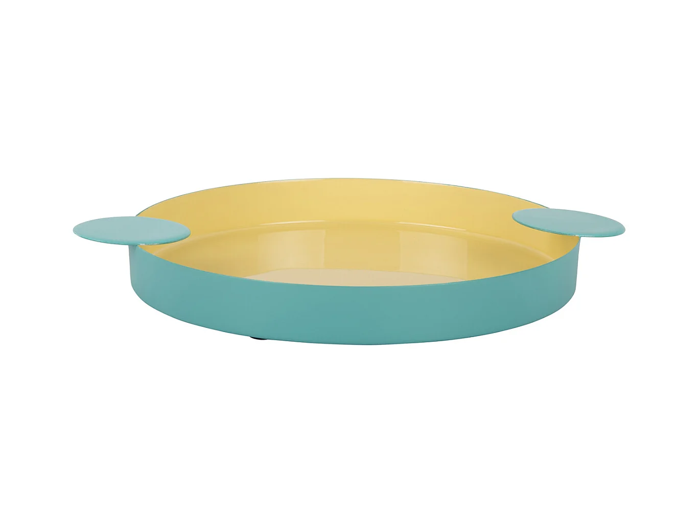 Plateau Double Funky Large - Bleu turquoise et jaune doux