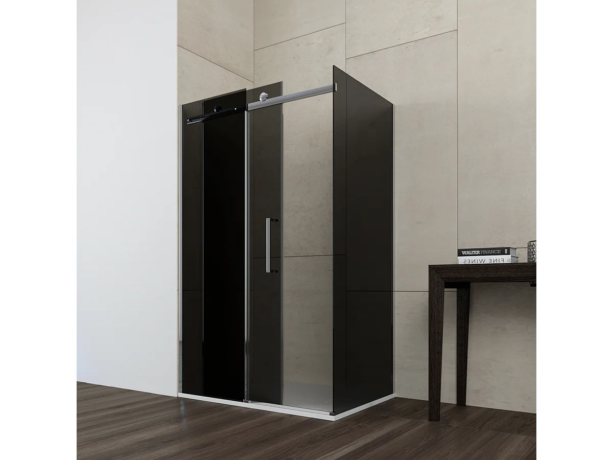 Box Doccia Angolare 90x120 Con Anta Scorrevole Da 8 Mm In Cristallo Fumè - Mimosa