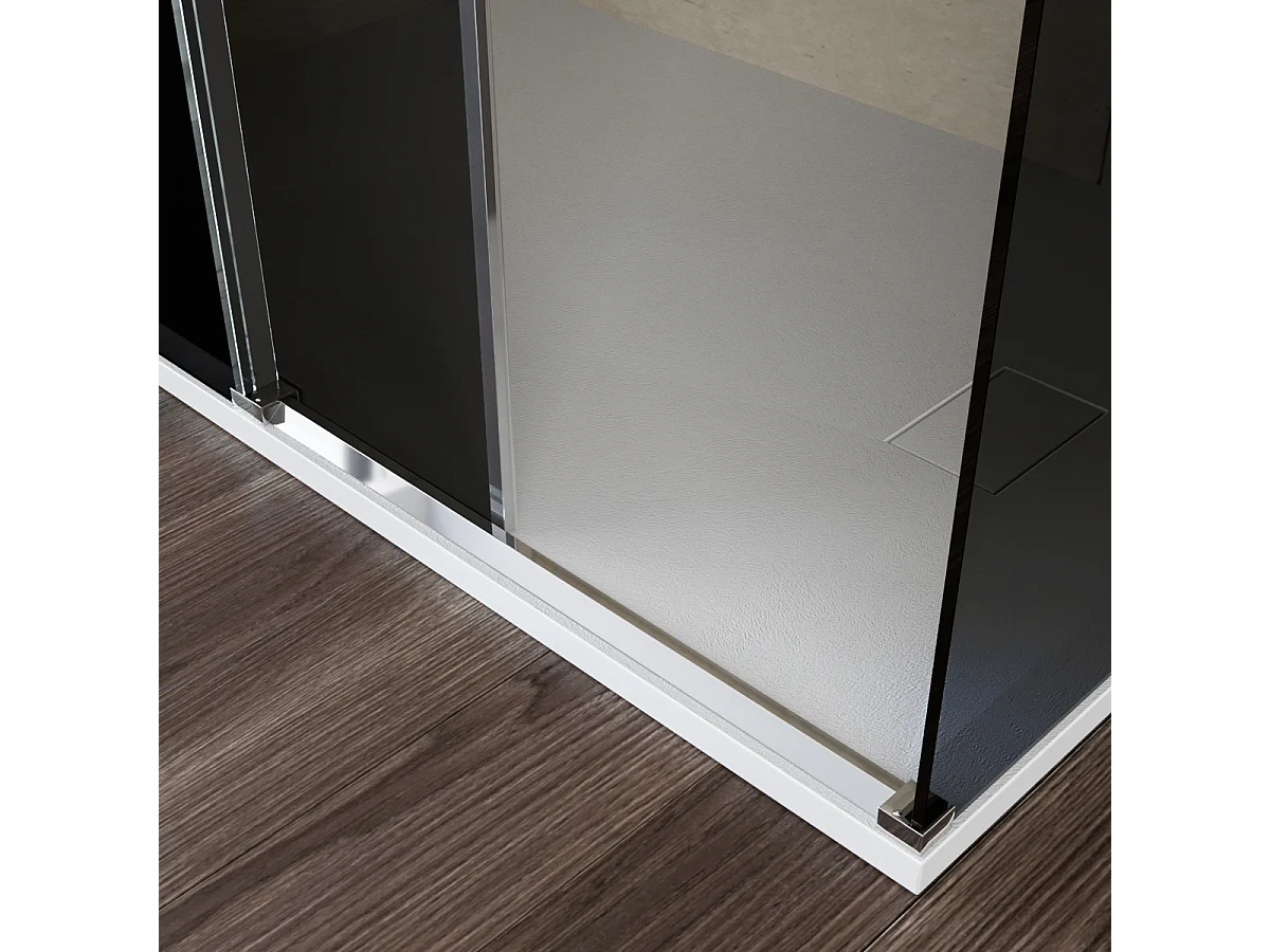 Box Doccia Angolare 90x120 Con Anta Scorrevole Da 8 Mm In Cristallo Fumè - Mimosa