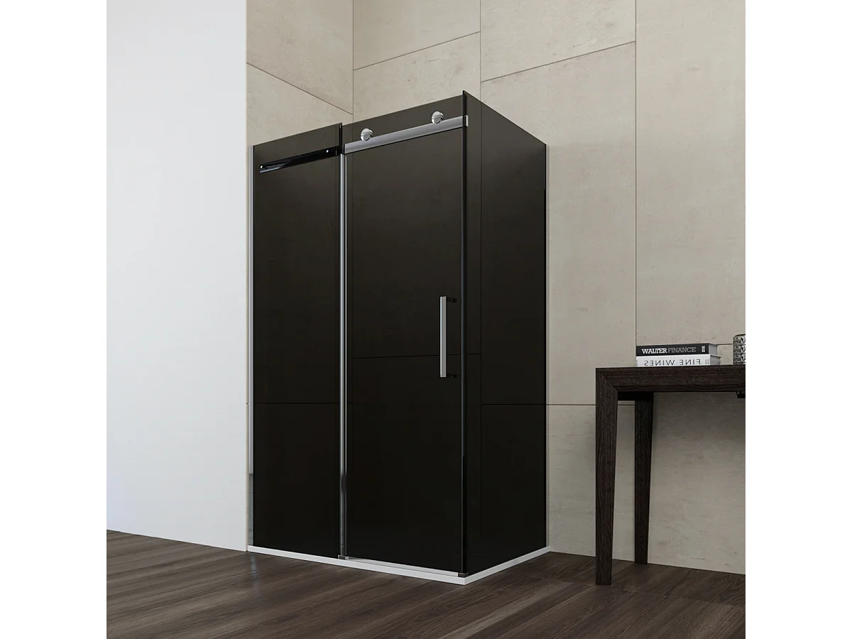 Box Doccia Angolare 90x100 Con Anta Scorrevole Da 8 Mm In Cristallo Fumè - Mimosa