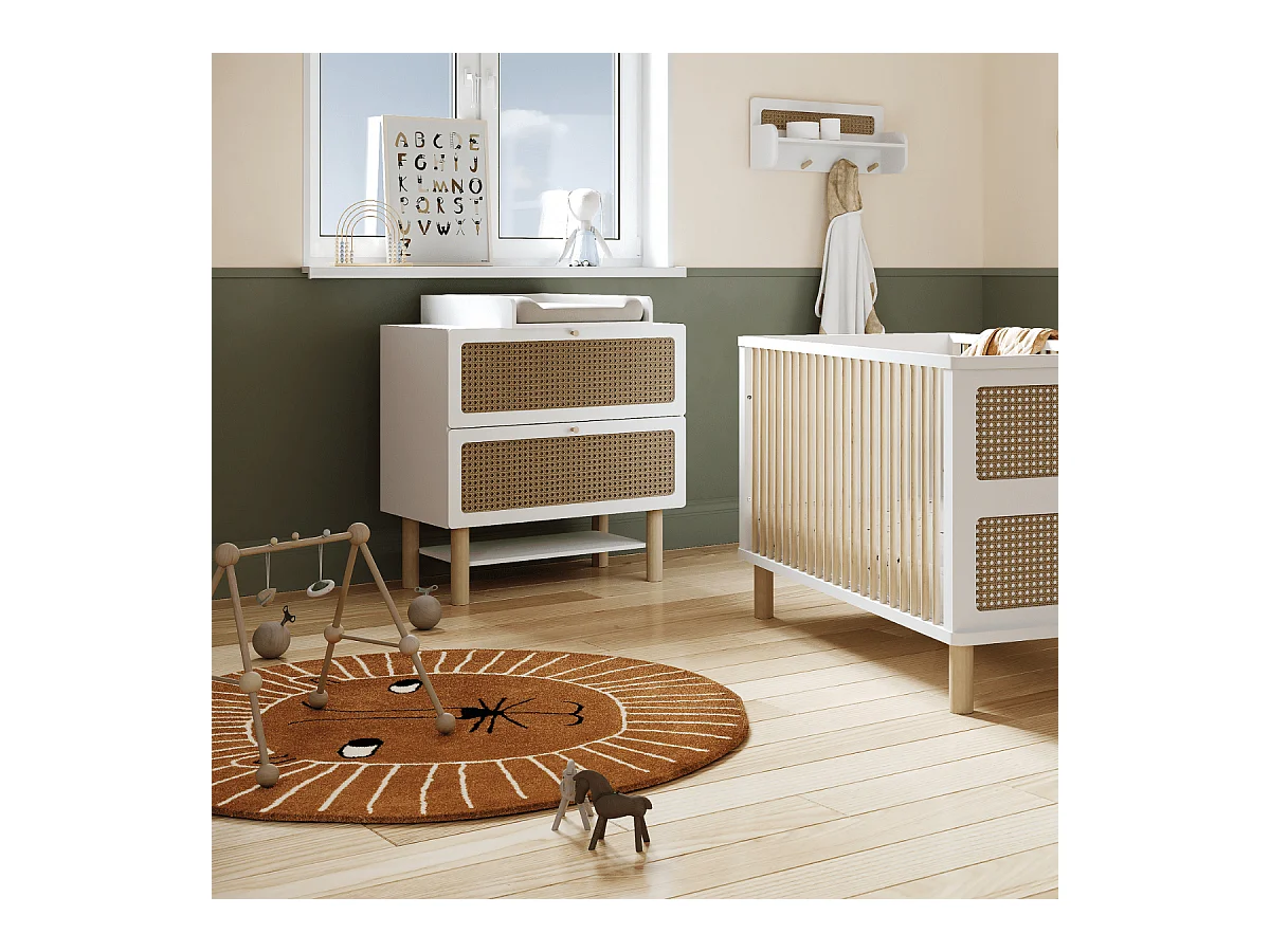 Commode bois enfant " Ochna " - 2 tiroirs - Blanc