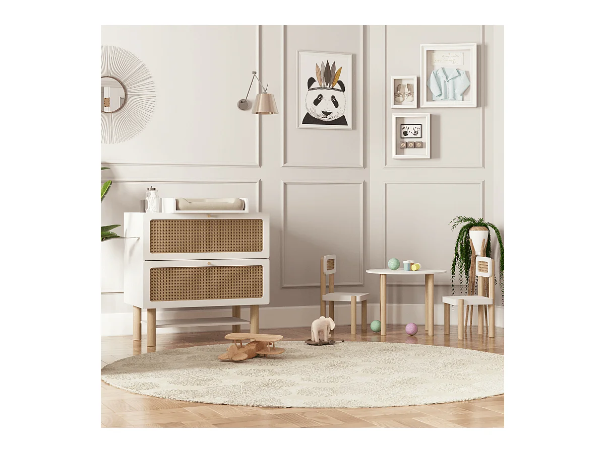 Commode bois enfant " Ochna " - 2 tiroirs - Blanc