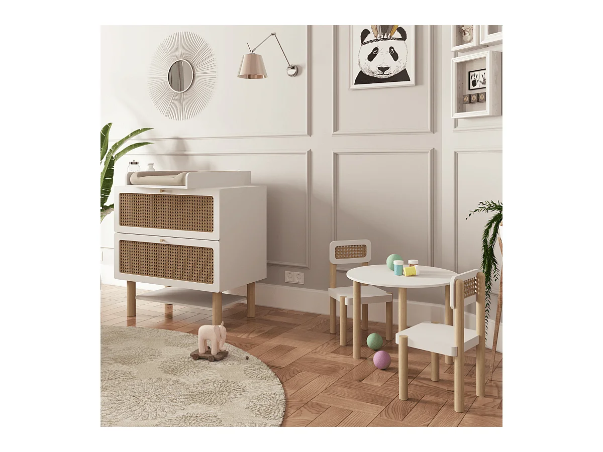Commode bois enfant " Ochna " - 2 tiroirs - Blanc