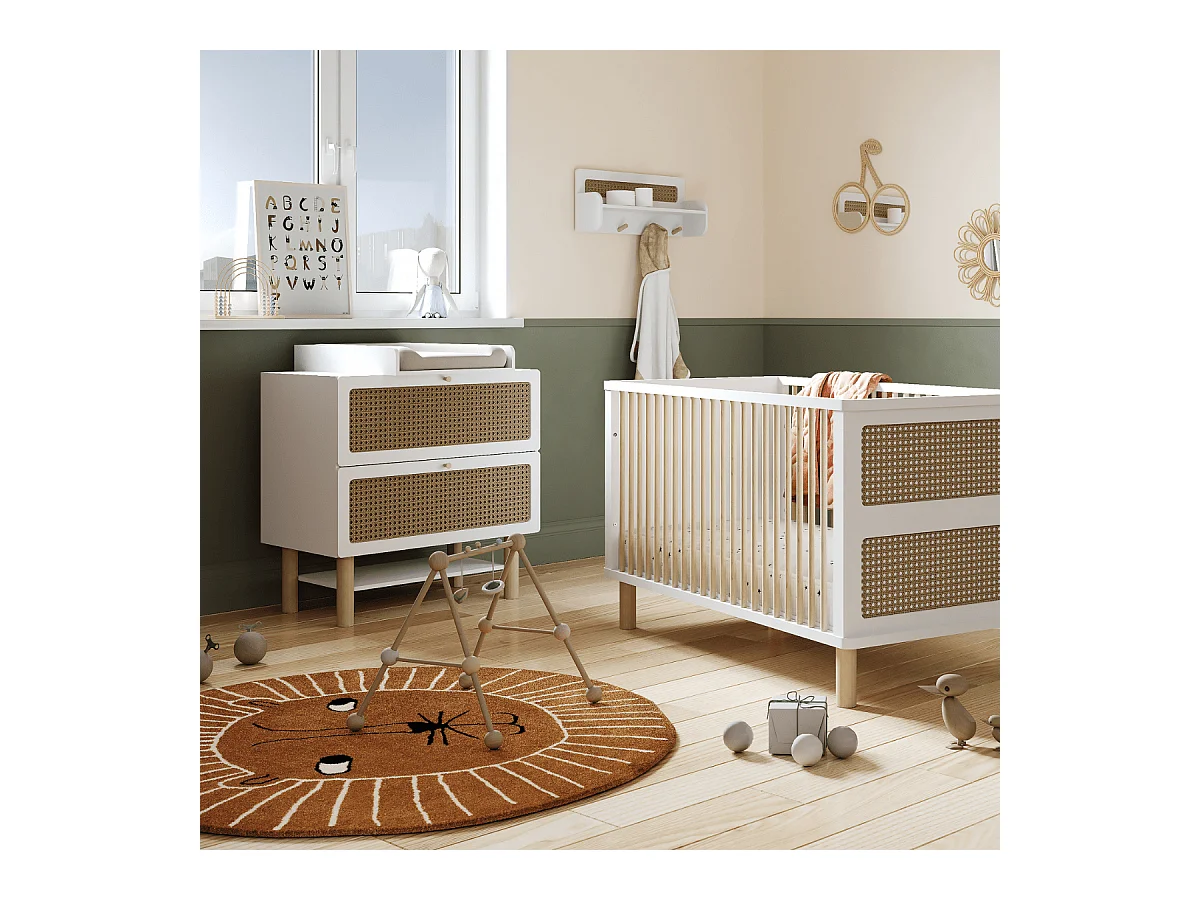 Commode bois enfant " Ochna " - 2 tiroirs - Blanc