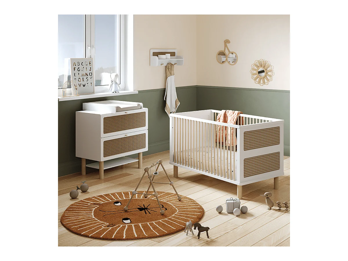 Commode bois enfant " Ochna " - 2 tiroirs - Blanc