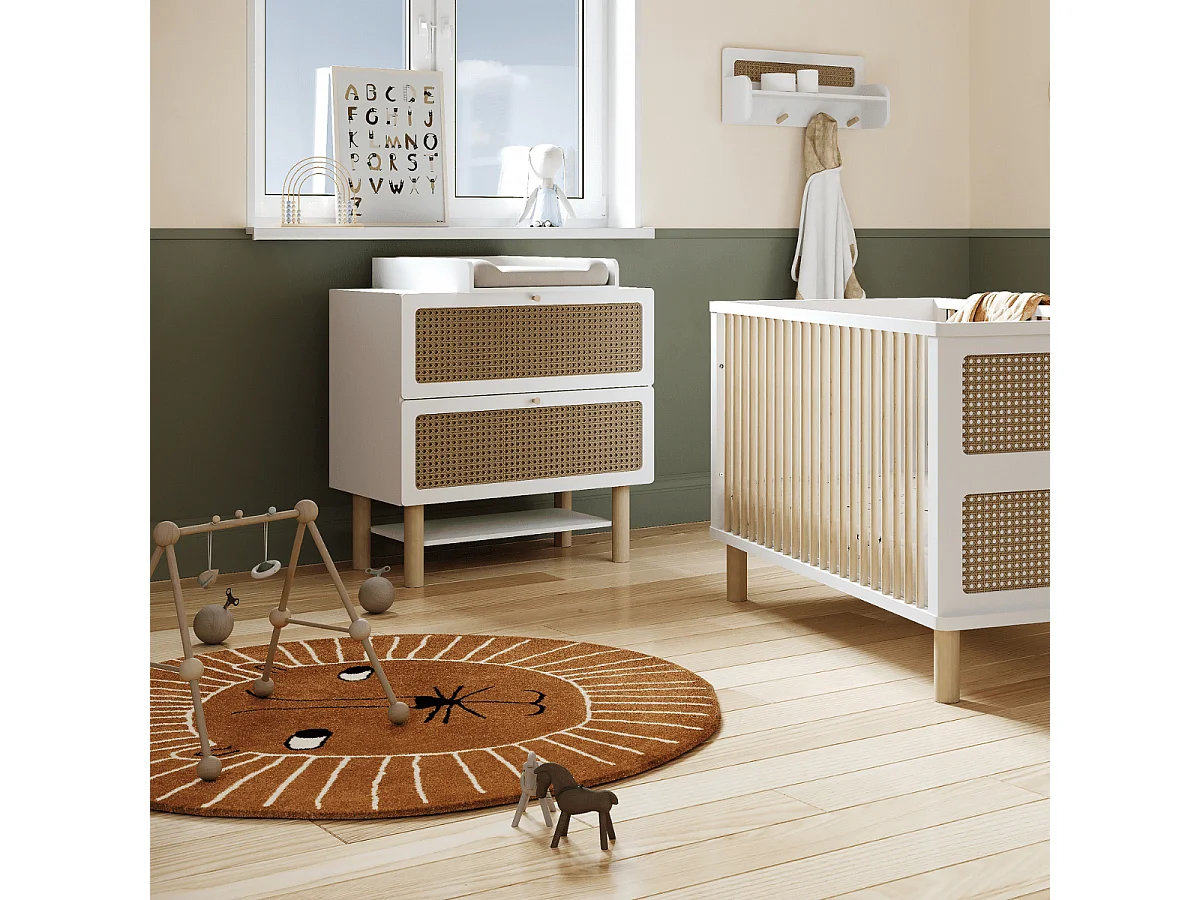 Commode bois enfant " Ochna " - 2 tiroirs - Blanc