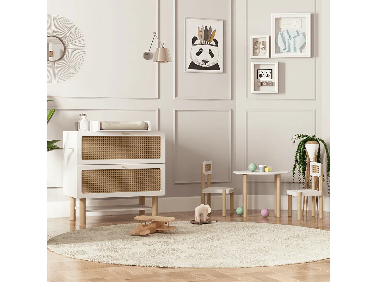 Commode bois enfant " Ochna " - 2 tiroirs - Blanc