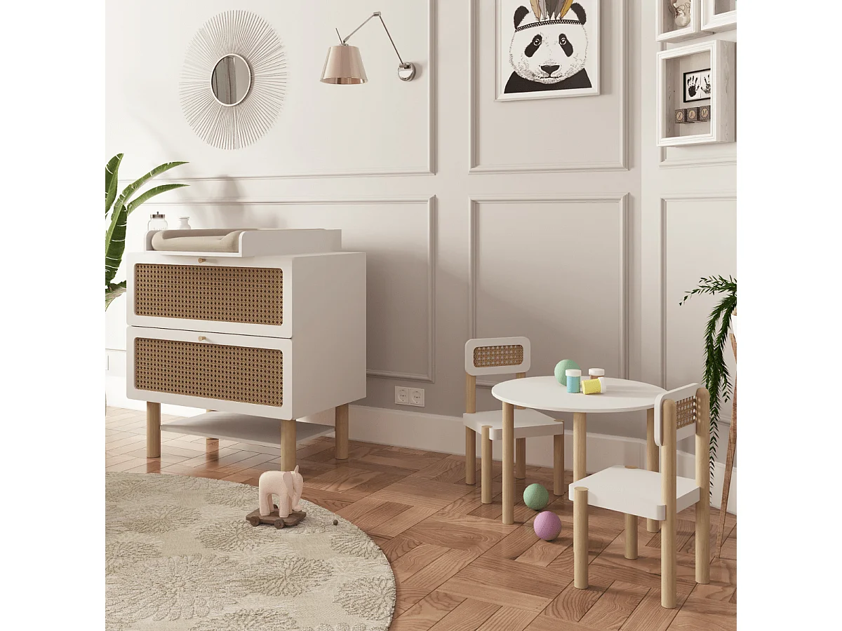 Commode bois enfant " Ochna " - 2 tiroirs - Blanc