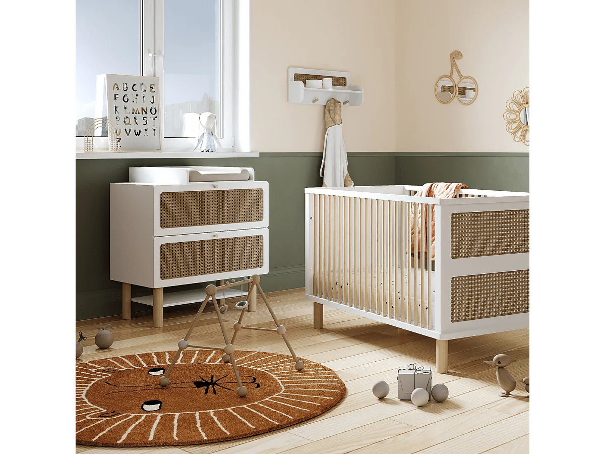 Commode bois enfant " Ochna " - 2 tiroirs - Blanc